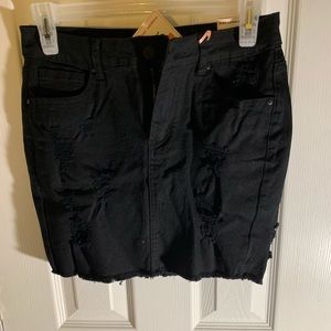 Black ripped Jean skirt